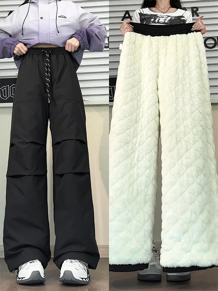 

Зимние термобелье на подкладке, лыжные брюки для мужчин и женщин, теплые ветрозащитные уличные брюки для сноуборда, американские прямые брюки...