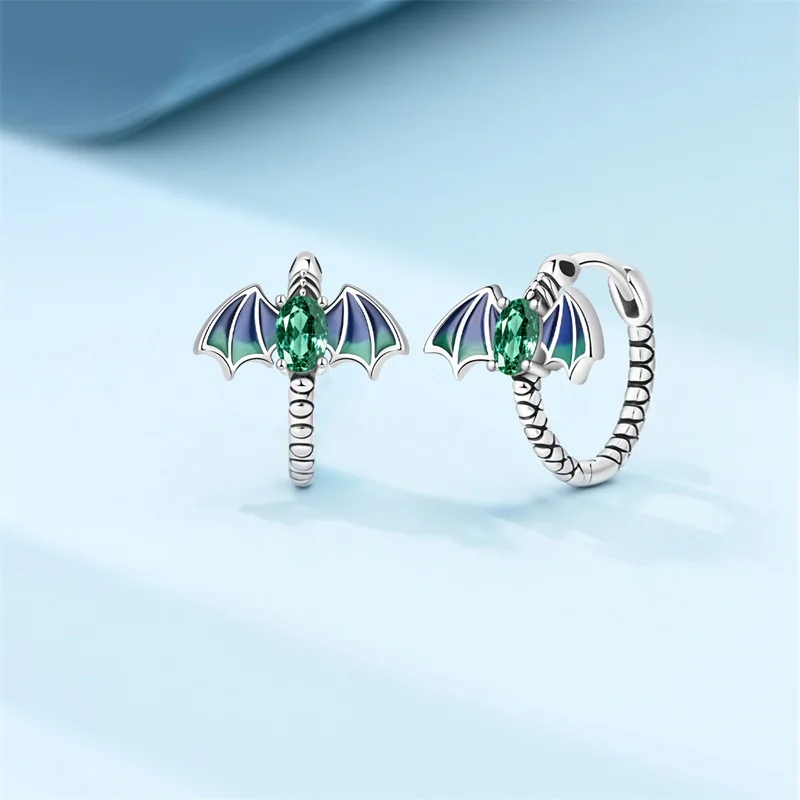 

925 Sterling Silver Pterosaur Hoop Earrings Sparkling CZ Zircon Earrings For Women Fine Birthday Anniversary Jewelry Gifts