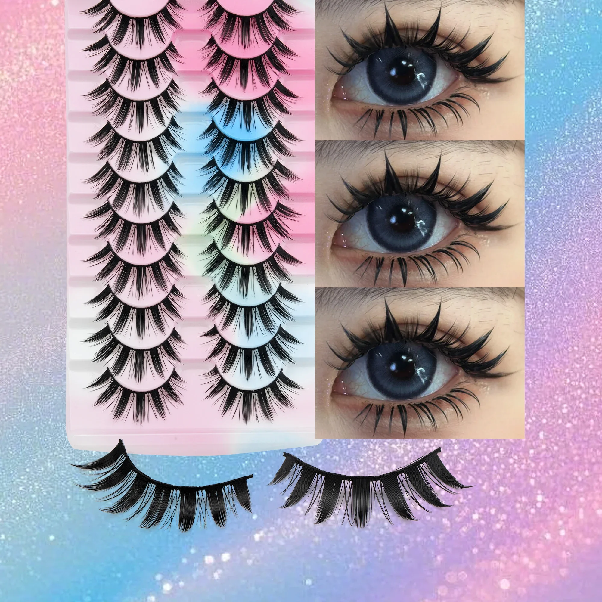 Anime Cosplay Eye Makeup - 10 paia di ciglia finte in