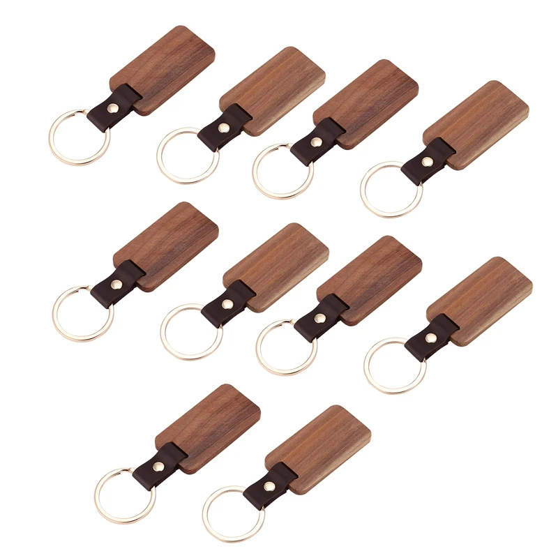 FULL-10Pcs gantungan kunci kayu persegi panjang koleksi gantungan kunci tas mobil liontin gantung lukisan kerajinan lucu gantungan kunci