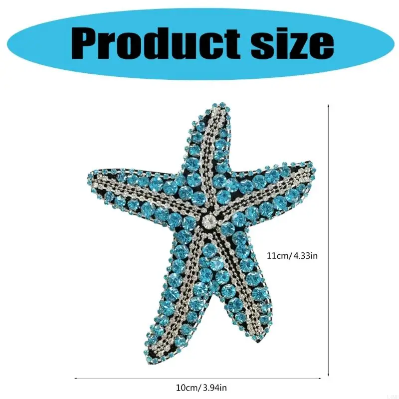 Handmade Rhinestones Beads Patches Fashion Starfishes Brooches Embellishment for Unique Clothing Decoration