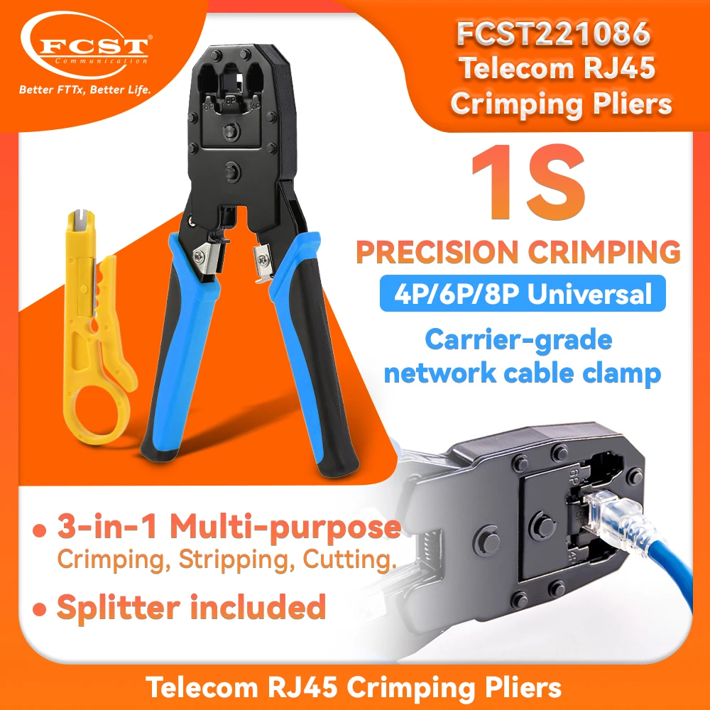 FCST RJ45 Crimping Tool RJ45 Passthrough Crimper Pliers Cat5 Cat5e Cat6 Cutter Stripper for RJ45 RJ11 Crimping hand tools