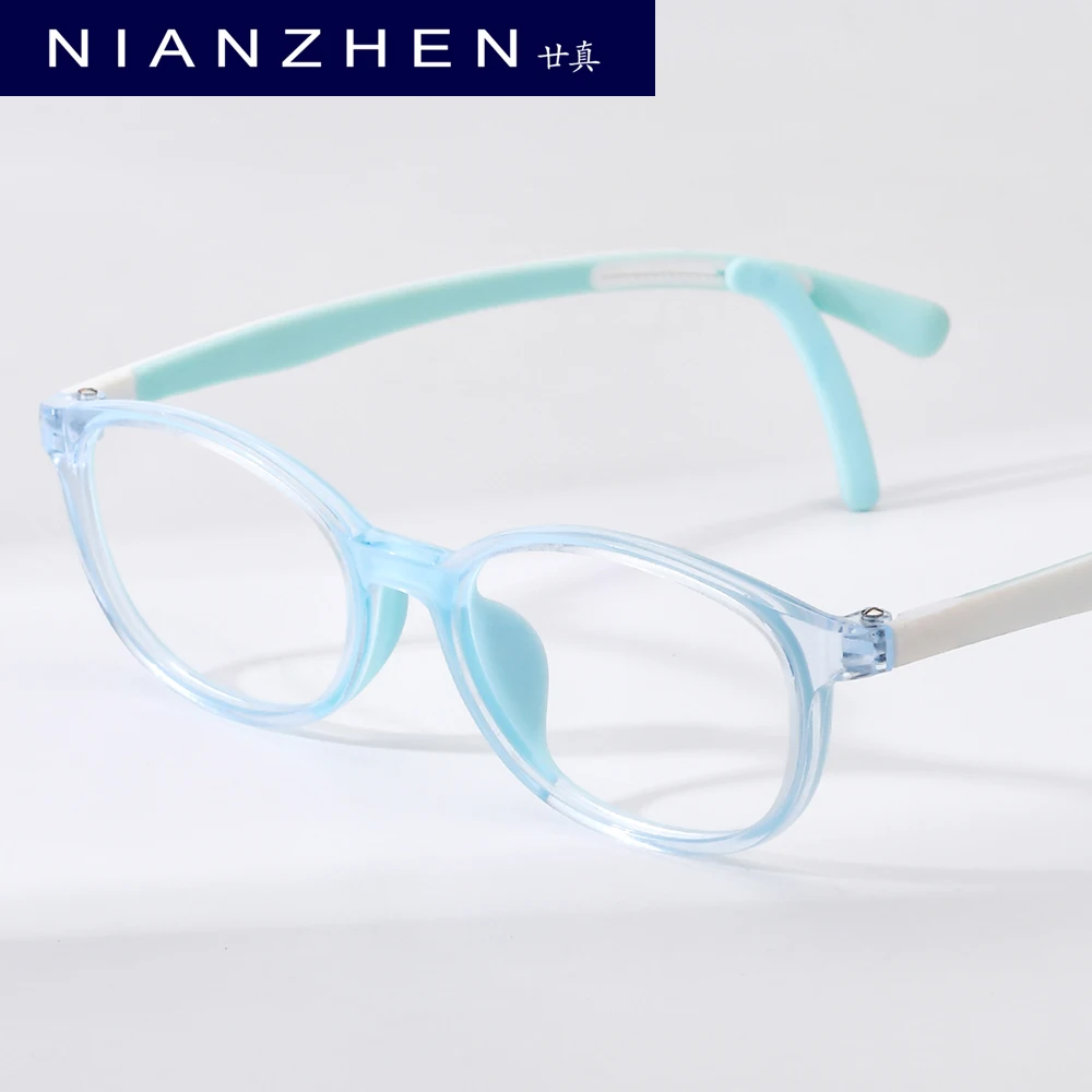 NIANZHEN TR90 Children's Glasses Frames Ultralight Oval Eyeglass Adjustable Kids Silicone Eyewear Girls Boys Spectacles 66130