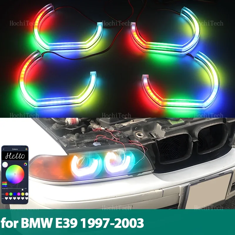 

For BMW 5 SERIES E39 1997-2003 Dynamic DTM Style RGB Light Rings App control DRL LED Angel Eyes Kit with turn signal