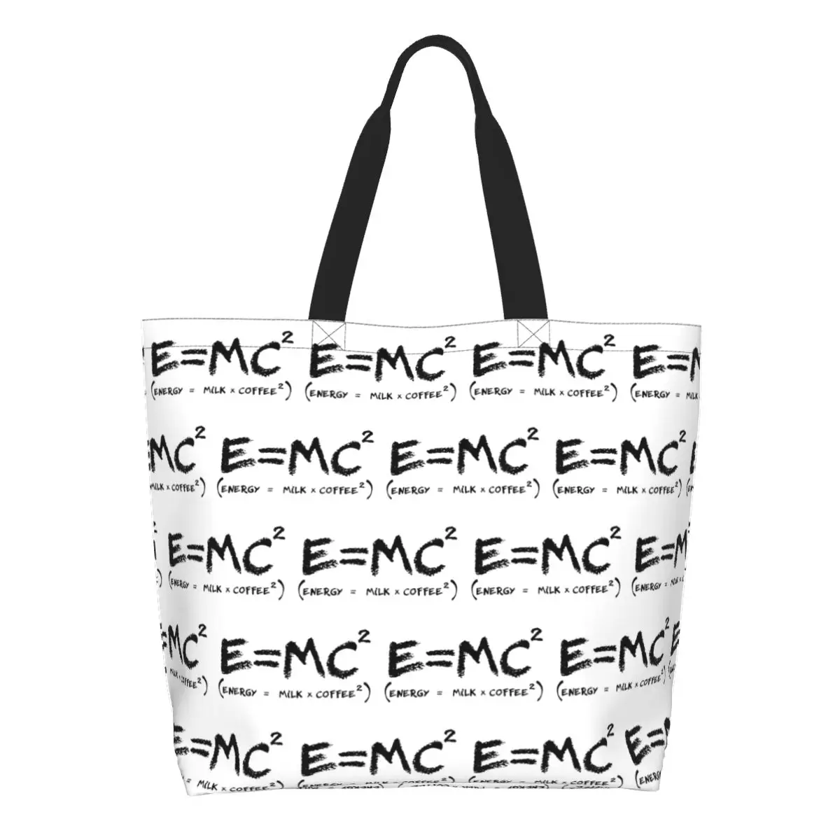 Science E = MC2 Energy Milk Coffee Physics Math Shopping Tote Bag Canvas Shoulder Bags Shopper Grocery Handbag for Women