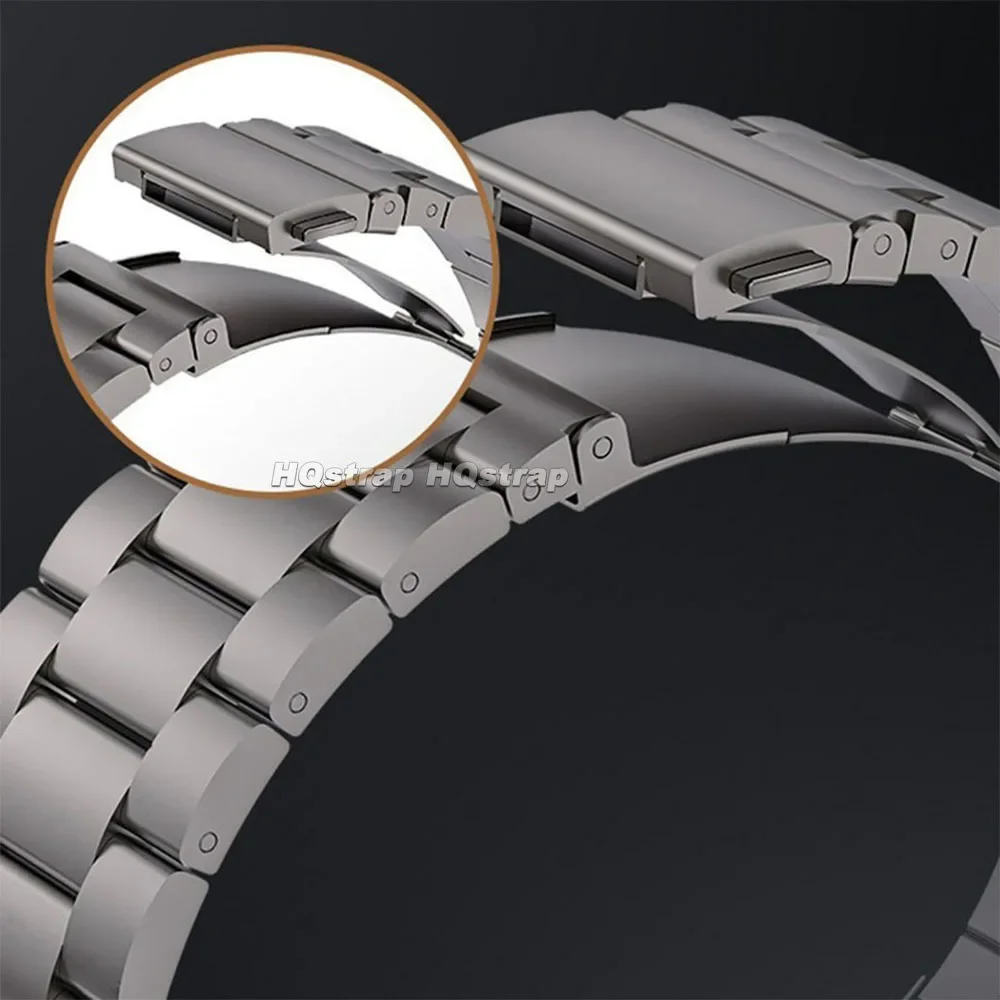 Titanium Watchband Smart Watch Universal Bracelet 20mm 22mm 18mm Double Press Folding Clasp Metal Strap Quick Release Wristband