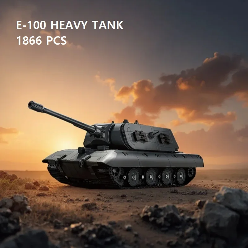 

1866pcs Military Assembly Building Blocks MOC E100 Series Heavy Tank Mouse Tower Version Model Educational Gift for Boys Present