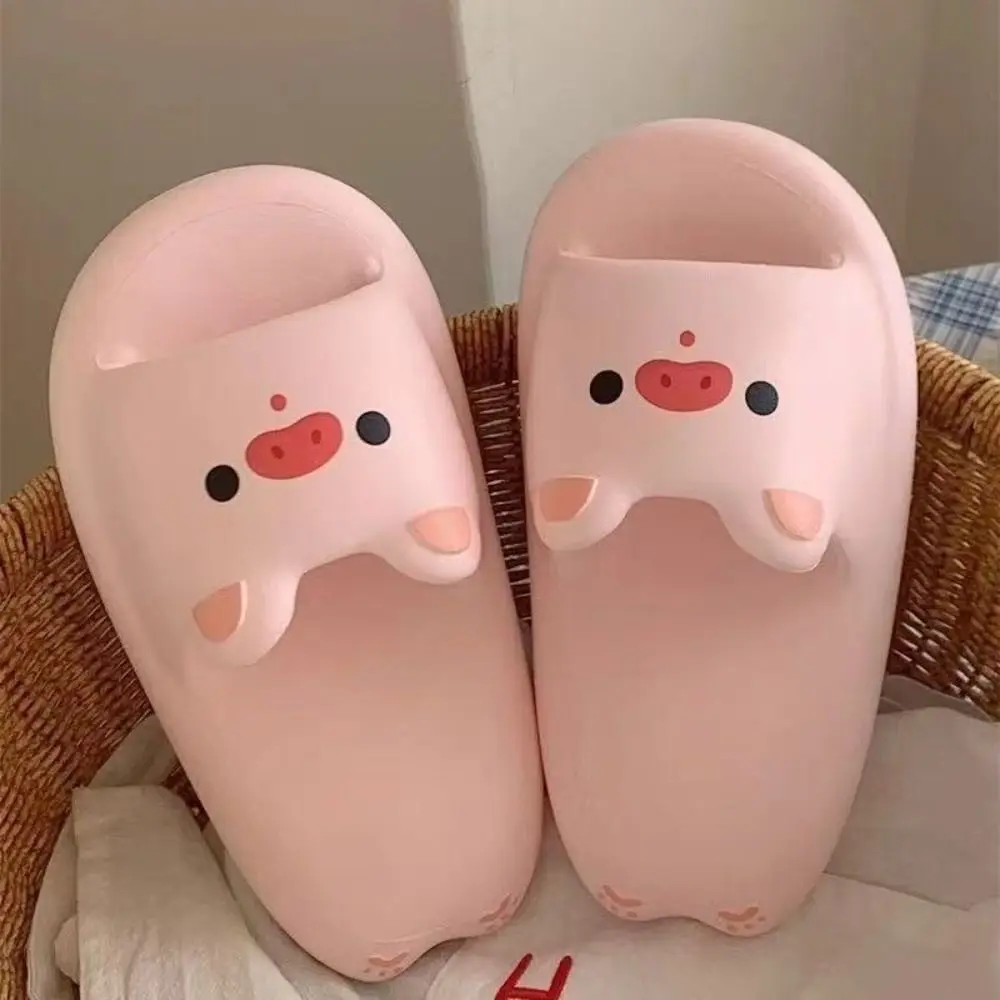 شباشب كاجوال على شكل قطة خنزير كرتونية نعل ناعم شباشب كاواي لطيفة للنساء أحذية شاطئ مضادة للانزلاق صنادل للطالبات #2
