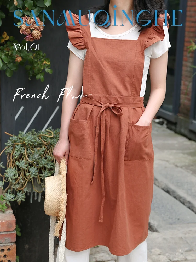 

Новый дышащий хлопковый фартук 2026 года для женщин: модный, эстетичный, в корейском стиле, с цветочным узором, для работы, кухни и уборки дома