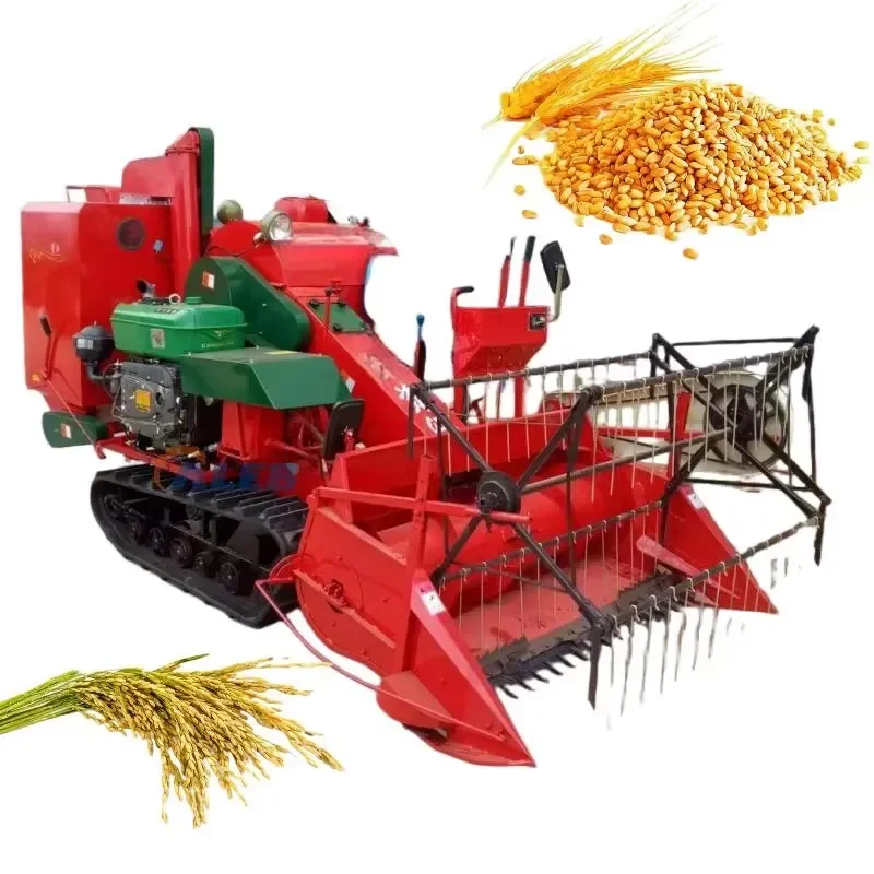 2026Hot Powered Small Crawler Rice Combine Harvester Integrated Reap Thresh Bag Mini Paddy Harvest Agricultural