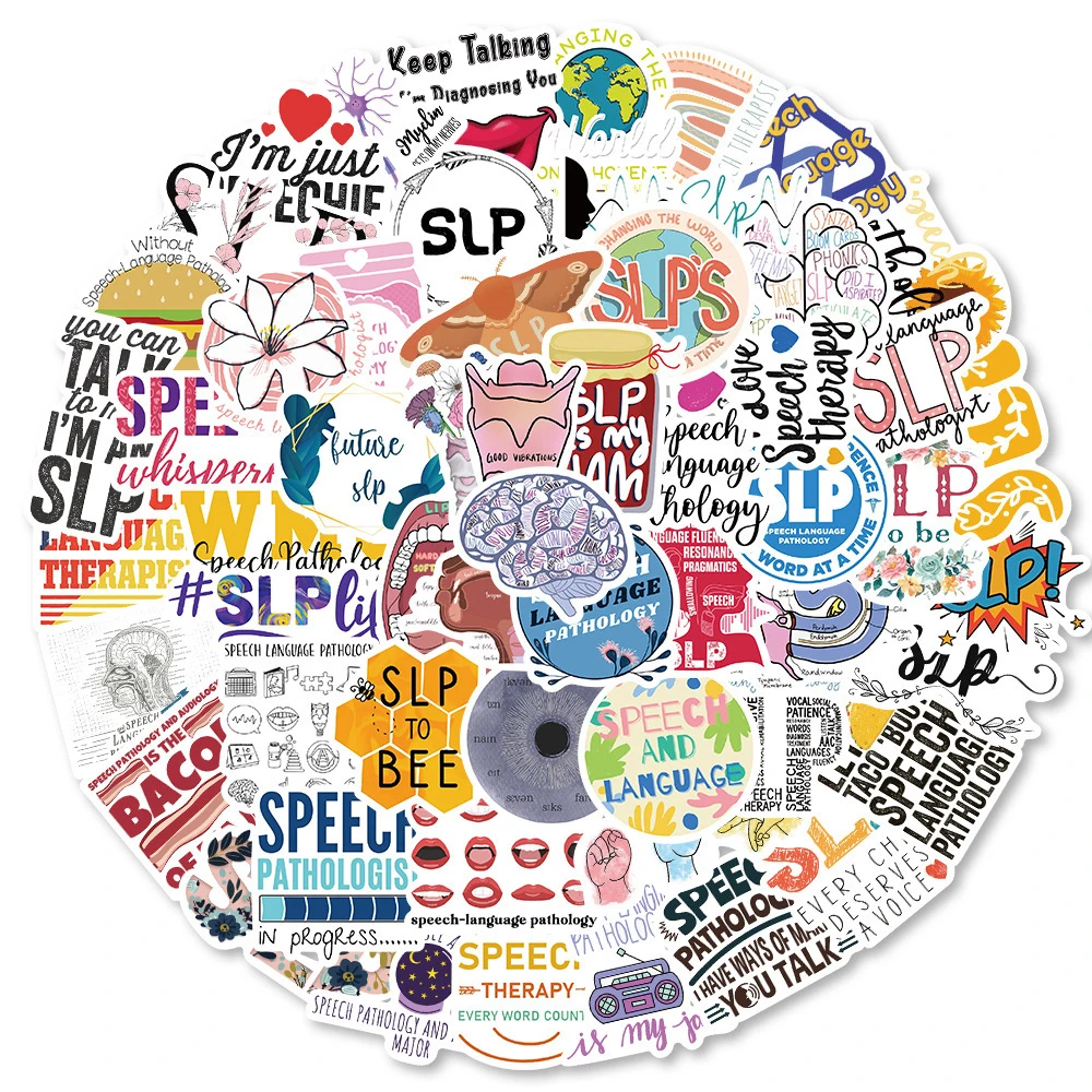 10/30/56pcs Cartoon SLP Speech Language Pathology Stickers Funny Graffiti Decals Scrapbook Phone Laptop Creative Sticker Packing