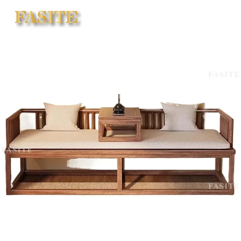 For Small Apartment Living Room New Chinese Style Solid Wood Arhat Bed Modern Simple Princess Recliner Sofa Bed Household