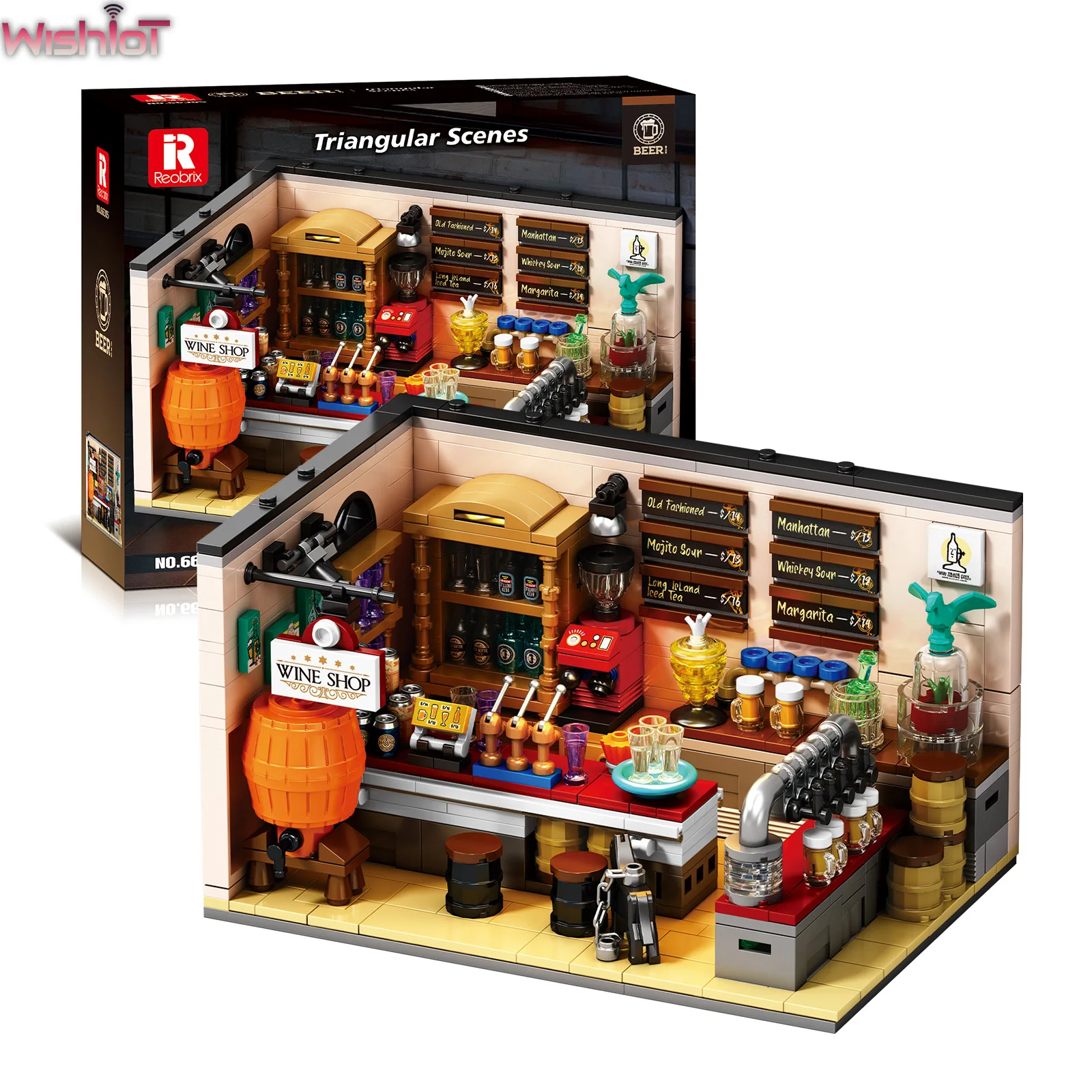 Reobrix 66305 Miniature Street View Series Brewery Mini Wine Shop Scene Building Block Model Ornaments Combinable Sets Toys Gift