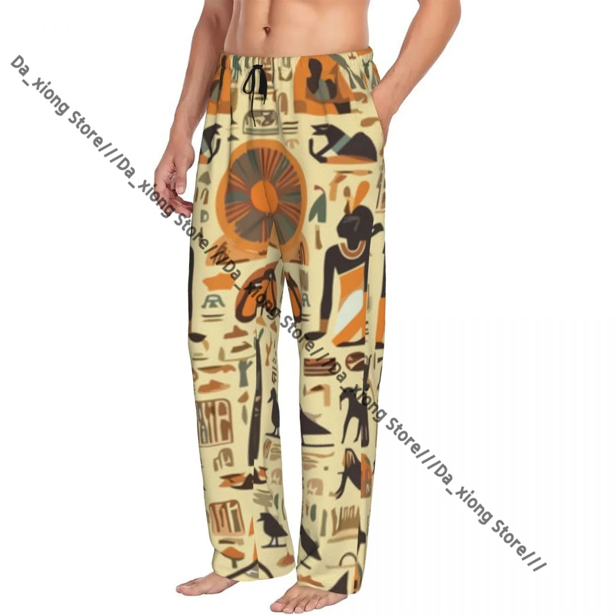 

Мужские штаны для сна, мужские брюки для отдыха, мужские пижамные штаны древнего египетского цвета