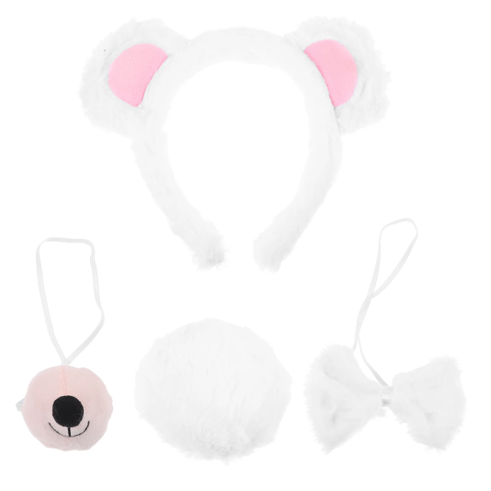 1 مجموعة الدب الأذن عقال مع الذيل مجموعة الحيوان زي الاكسسوارات آذان تأثيري للأطفال الفتيات فستان حفلة لعب الأدوار الدعائم