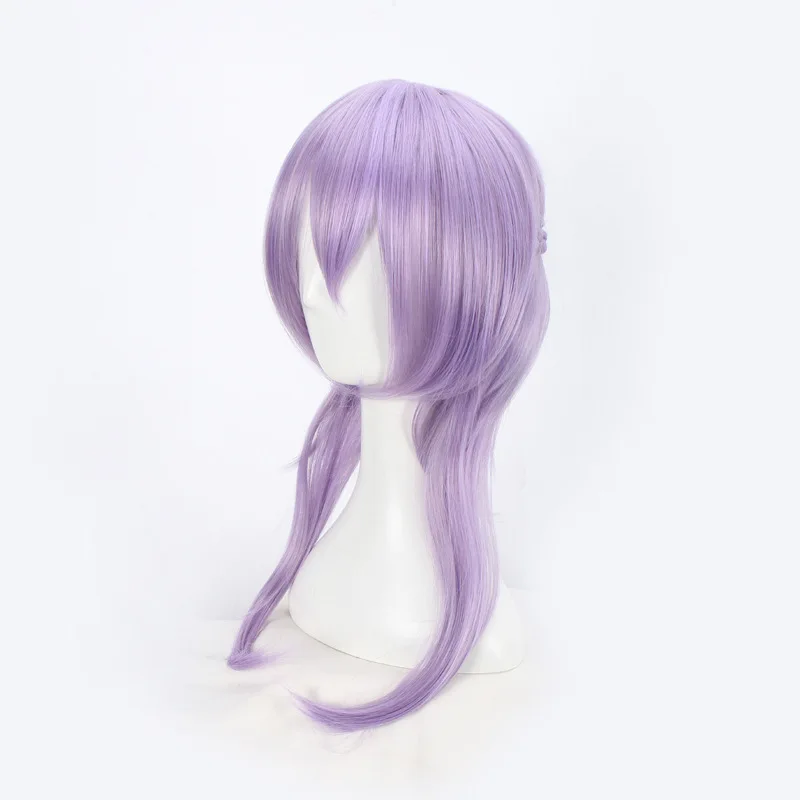 Anime Sangu Mitsuba Cosplay Wig Short Purple Hair Heat Resistant Synthetic Wig With Rose Net Anime Party Halloween Cosplay Wig