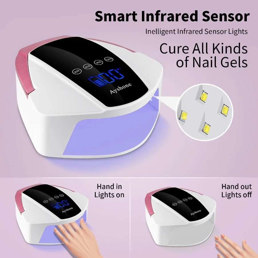 Oplaadbare UV LED-nagellamp 96W draadloos UV-licht voor nageldroger met 48 lampkralen Automatische infraroodsensor en 4 timers Nagel ook