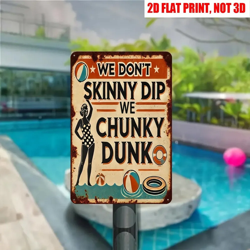 Fun Swimming Pool Rules Metal Sign Retro WE CHUNKY DUNK Metal Decorative Plaque