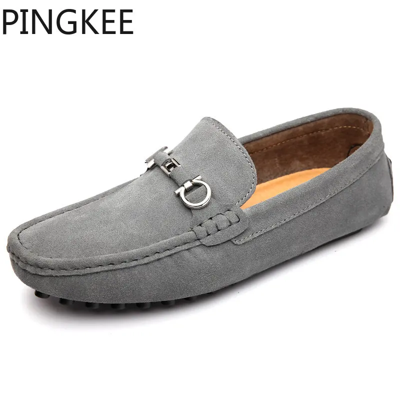 

PINGKEE Slip-on Round Moc Toe Cushioned Footbed Leather Lining Ultra-lightweight Absorbs Shock Men Boat Men Driving Loafer Shoes