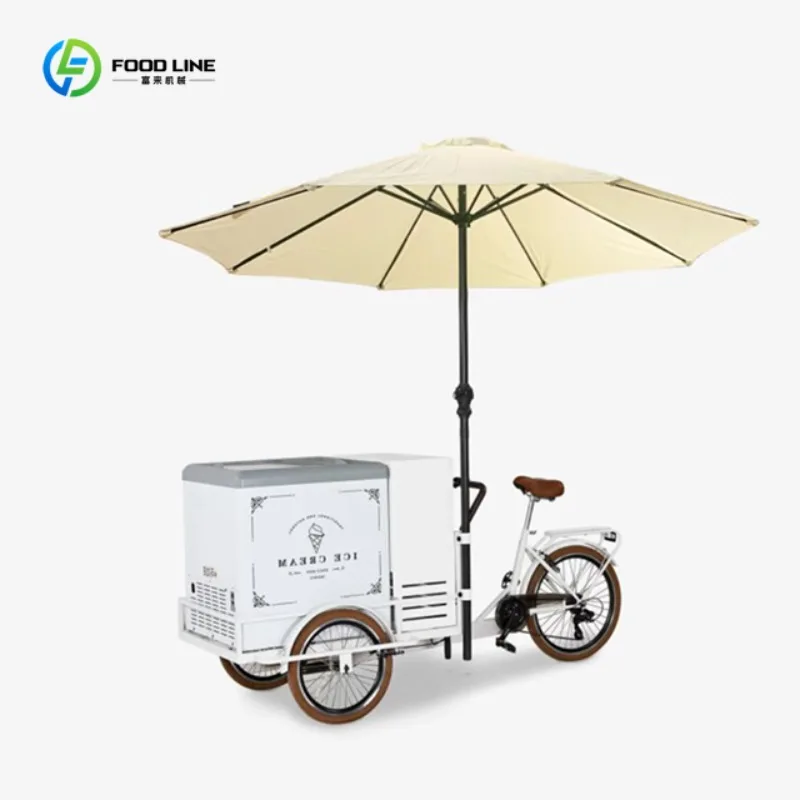 

Customized Mobile Street Vending Ice Cream Roll Gelato Cart with Refrigerator for Sale Supported Wholesale