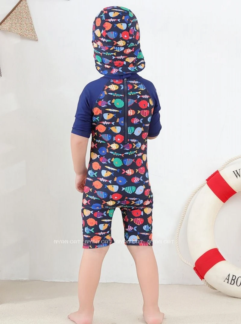 Baby boy Swimwear Top Quality Sunscreen Children Swimsuit Cartoon Baby Swimwear fish Pattern Little Swimwear Kids Beachwear