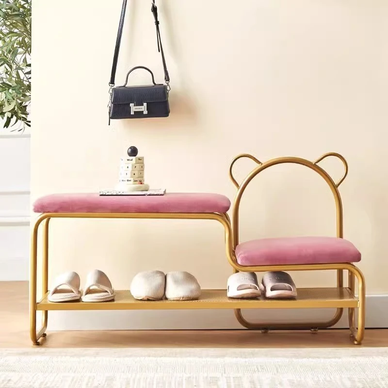 Integrated Shoe Changing Stool And Shoe Cabinet for Home Entrance Simple Design Door with Changing Stool at Entrance