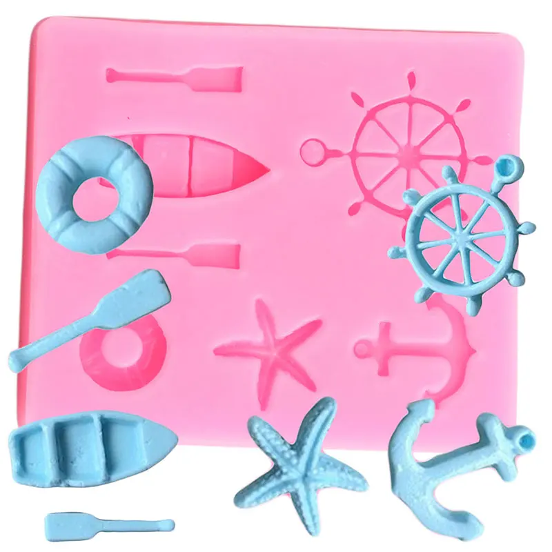 Ship Silicone Mold Anchor Cupcake Topper Ocean Series Fondant Cake Decorating Tools Candy Resin Clay Chocolate Gumpaste Mould