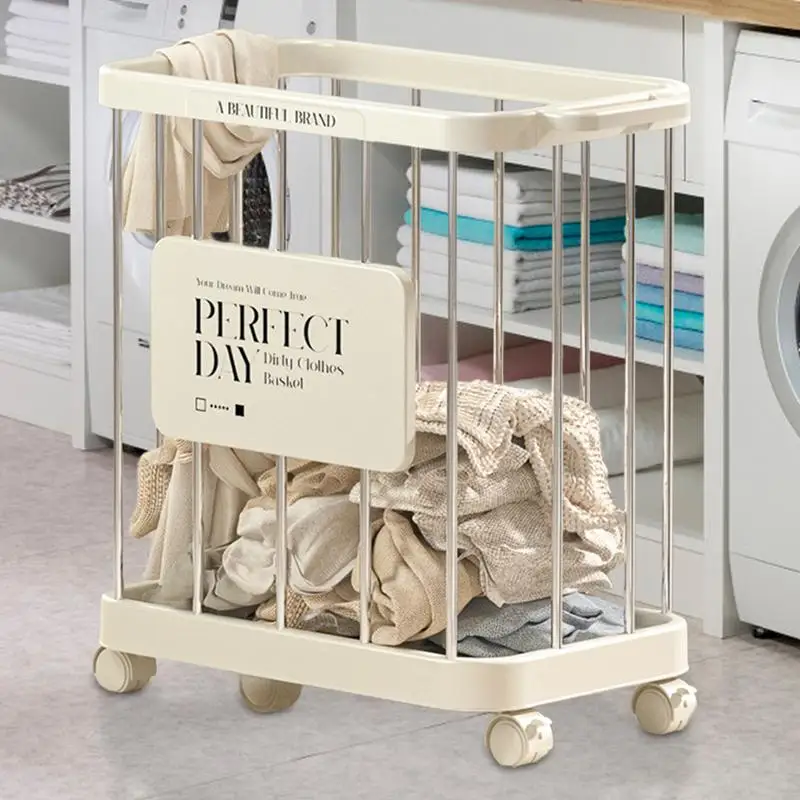 Baskets For Laundry Portable Storage Clothes Bin Organizer With Wheels Dirty Clothes Hamper Heavy Duty Rolling Laundry Basket