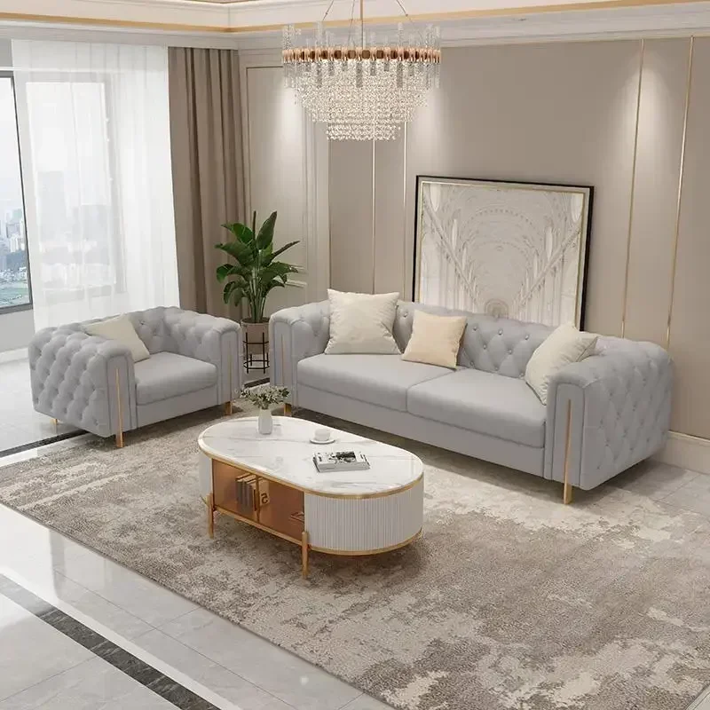 

Italian Light Luxury Sectional Sofa Minimalist Living Room Furniture Modern Technology Cloth Leather Couch Combination sofa
