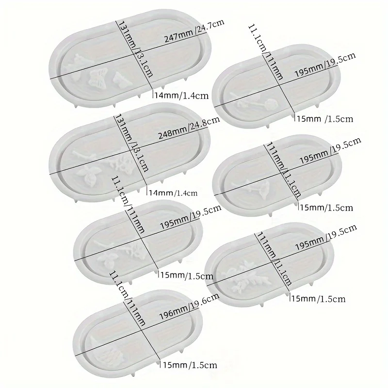 DIY Adhesive Drop Gypsum Cement Printing Carved Rose Butterfly Oval Dish Mold Storage Tray Silicone Mold