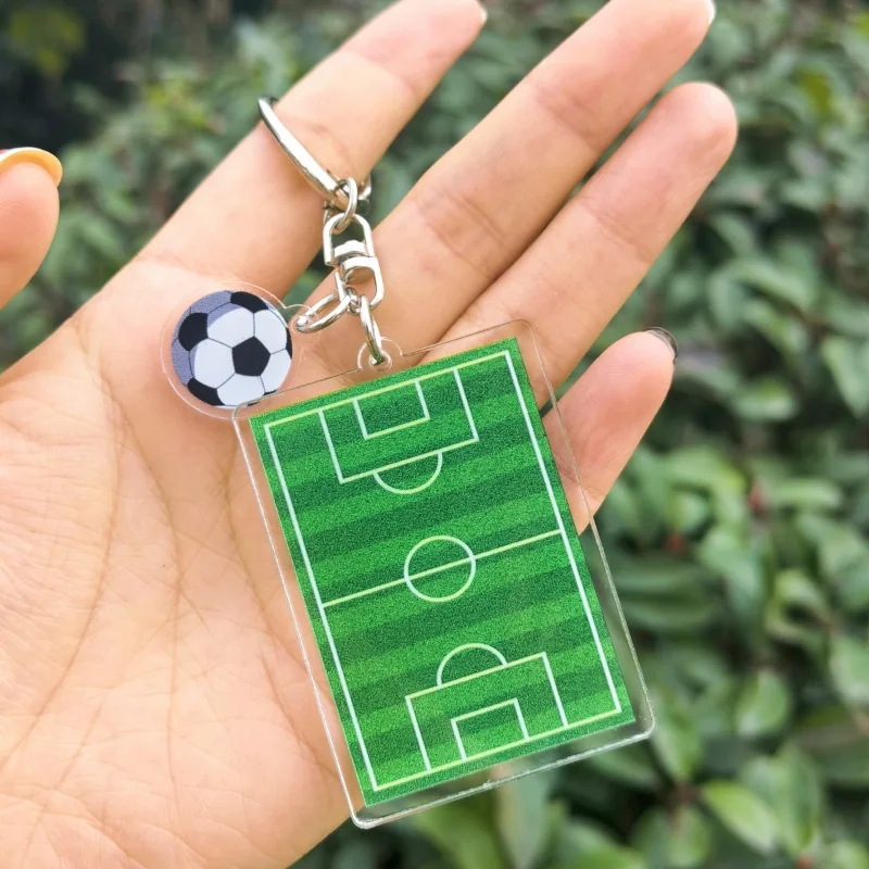 Acrylic Baseball field football field Keychain Double Sided Mini 3D Sports Keyring Bag Pendant Car Key Chains Souvenir Gift