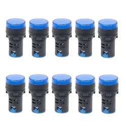 10Pcs Blue Button 22mm Panel Mount LED Power Indicator Pilot Signal Light Lamp AD16-22 12V 24V 110V 220V