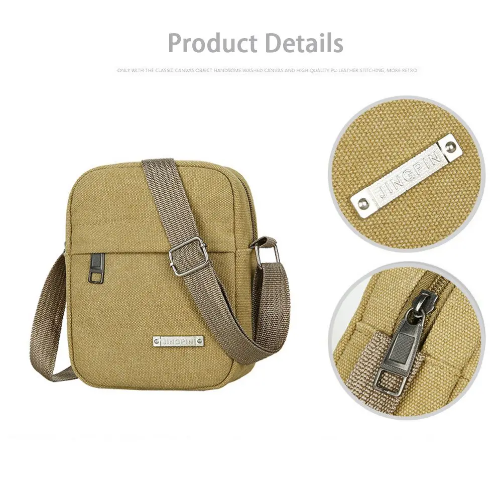 New Style Casual Canvas Men\'s Bag Shoulder Messenger Bag Small Backpack Handbags Outdoor Travel Mobile Phone Package Bags