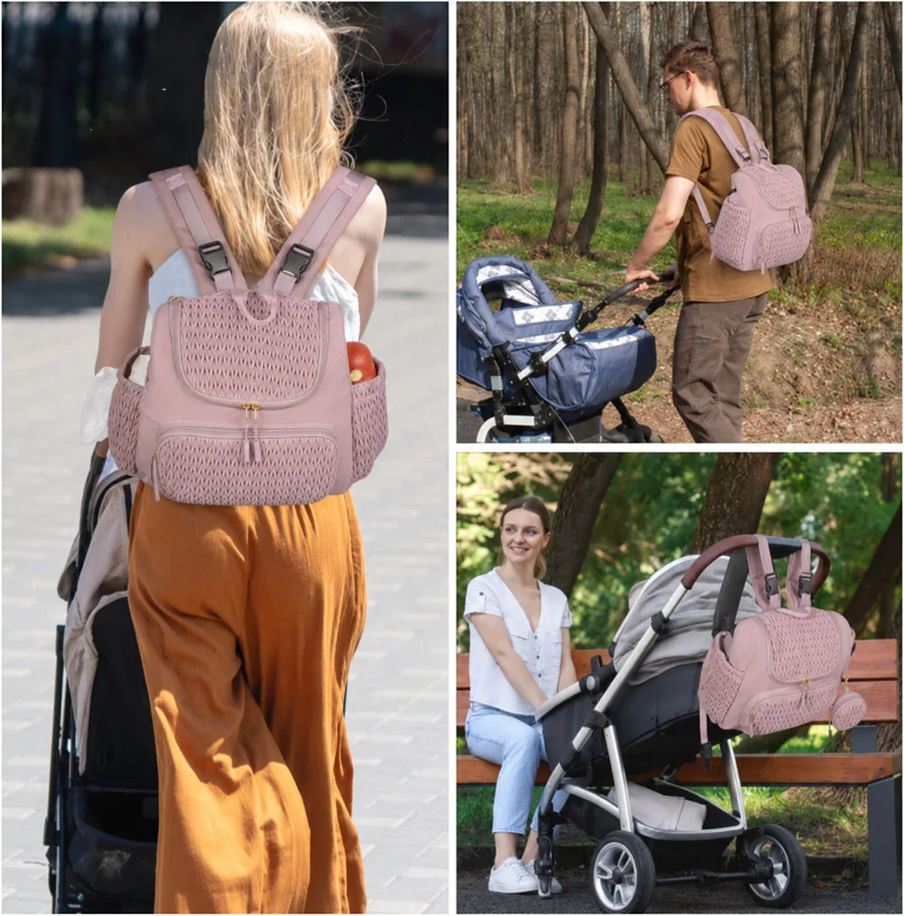 Mommy Diaper Bag Baby Stroller Organizer Backpack Large Capacity Outdoor Travel Maternity Bag With Insulated Pocket Changing Pad