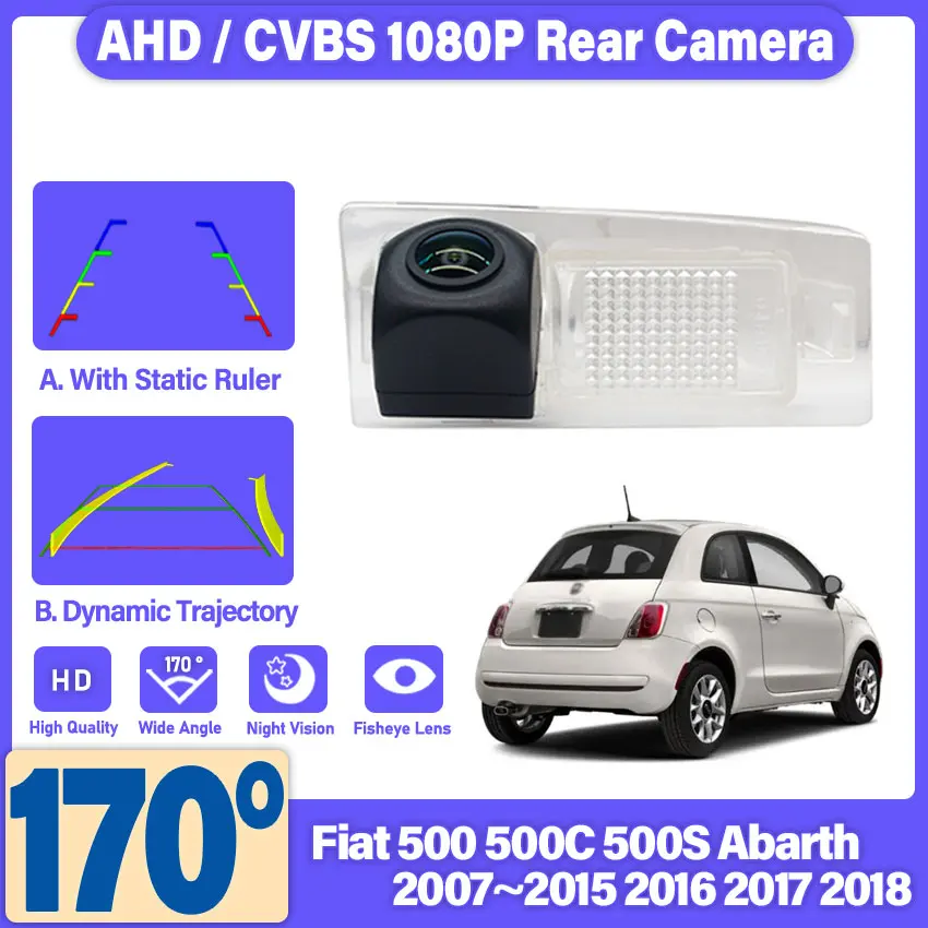 For Fiat 500 500C 500S Abarth 2007~2016 2017 2018 Car Wireless Parking Reversing Camera CCD full HD Night Vision Waterproof RCA