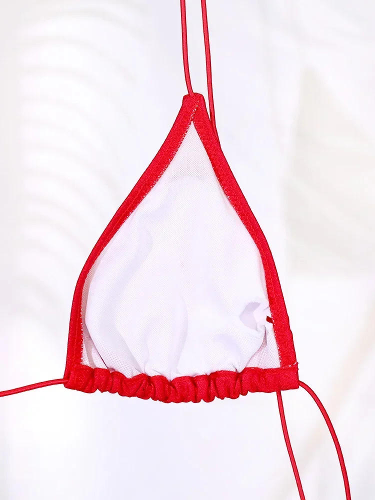 Sexy Triangle Mini Bikini Set Micro Thongs Red Swimsuit Women Bathing Suit Biquini Bandage Beachwear Print Swimwear Thong Bikini