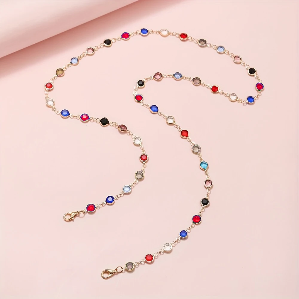 Light Luxury Rhinestone Glasses Chain Simple Fashionable Versatile Sunglasses Hanging Neck Anti Loss Anti Slip Hanging Chain