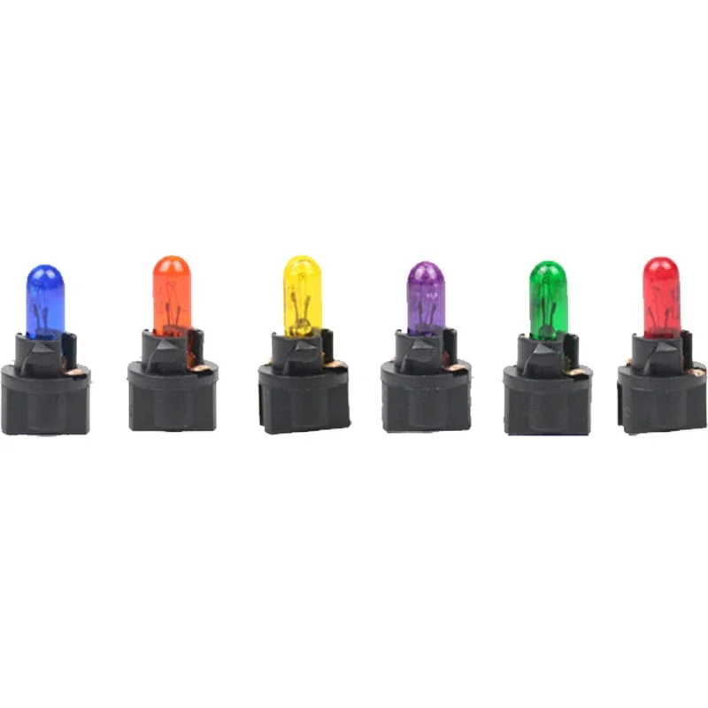 10Pcs T5 12V Auto Dashboard Light Bulbs Bubble Insertion Instrument Brake Bulb Single-wire White Foam Air Conditioning Indicator