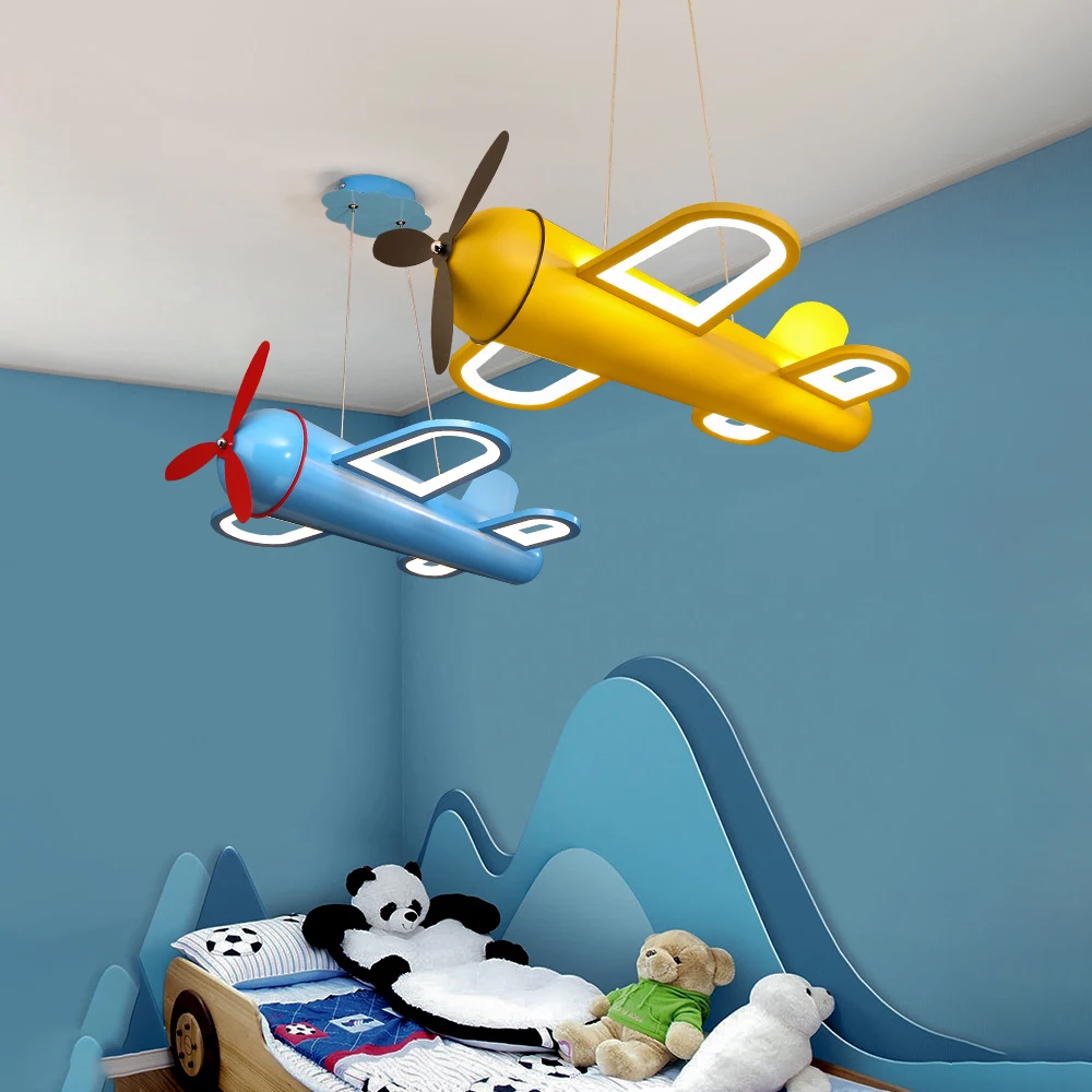 Modern Led Chandelier Airplane Lamp For Home Decor Children Room Kids Baby Boys Colorful Lighting Aircraft pendant lights
