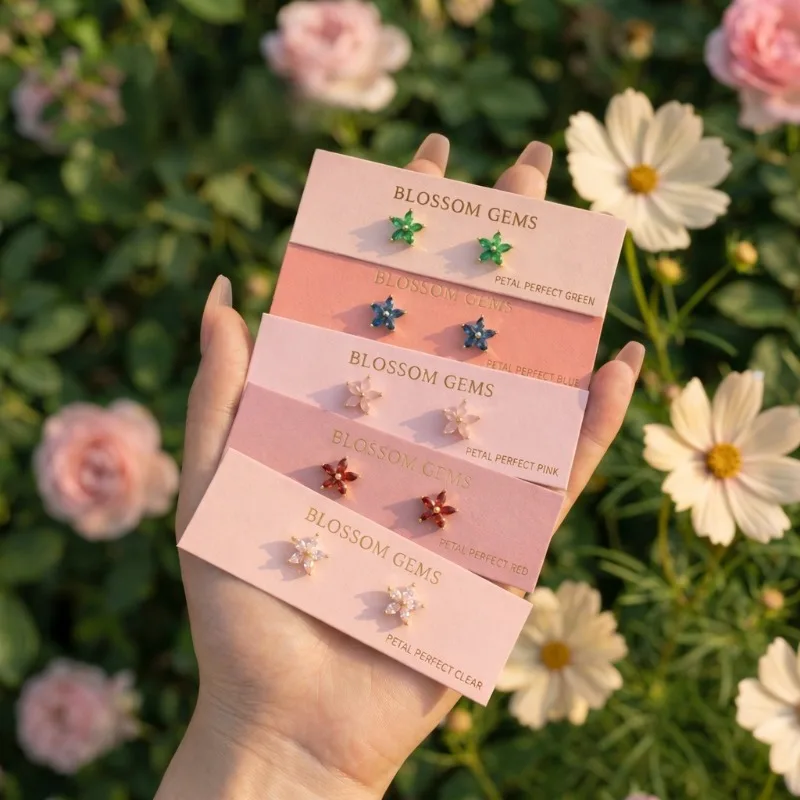 

Multicolor Cute Mini Flower Stainless Steel Zircon Stud Earrings Vintage Party Banquet Wedding Jewelry Gift Hot Sale