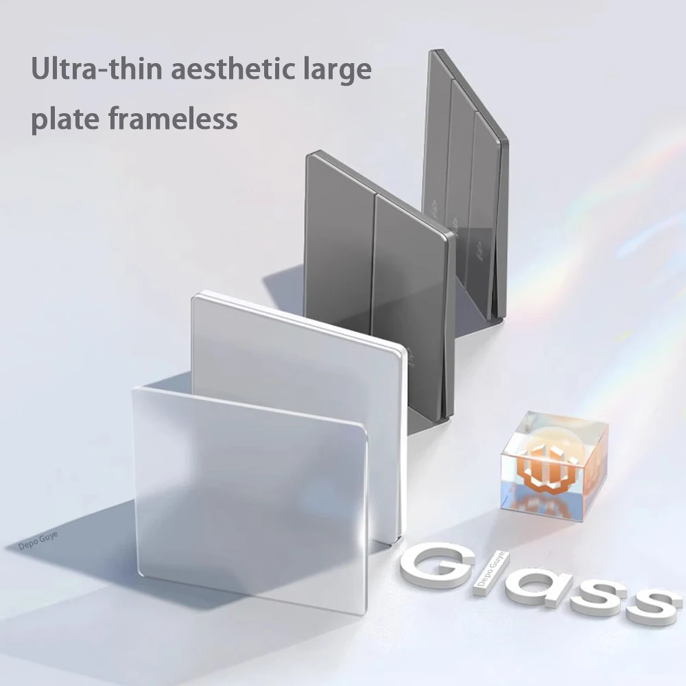 Weißes Glas Wandknopf Schalttafel EU UK Standard 16a Steckdose Großes Panel Wandlichtschalter USB Typ C Steckdose Netz TV Tel Steckdose