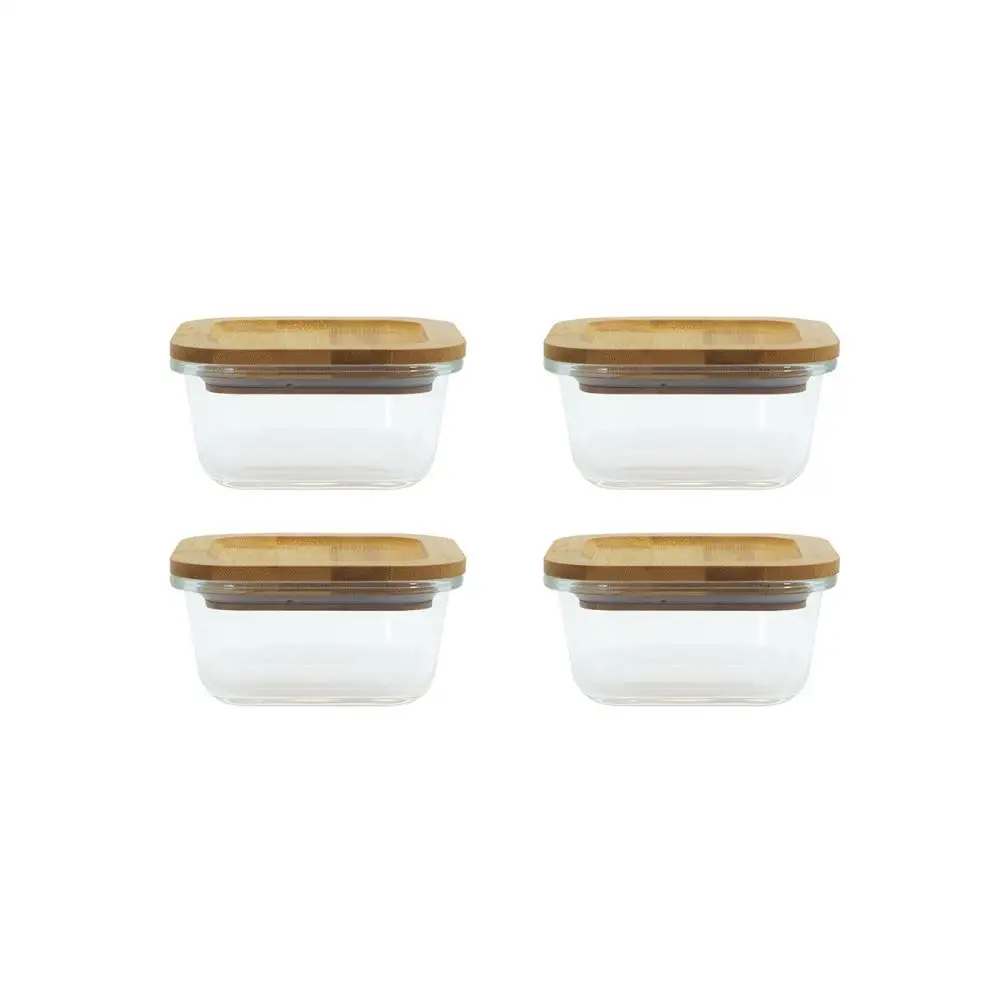 Set of 4 320 Ml Airtight Pots with Oikos Bamboo Lid