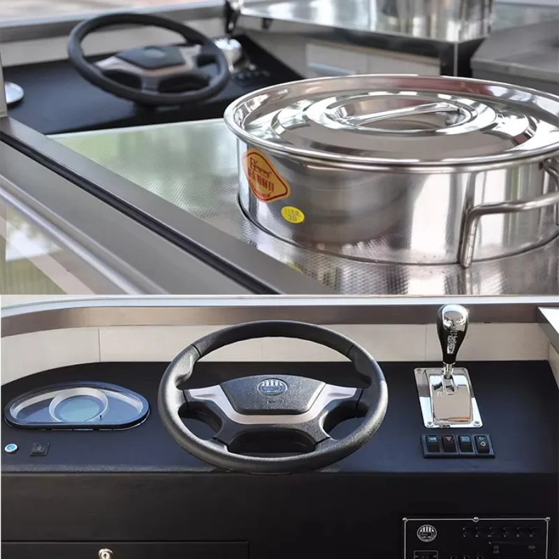 Commercial Food Truck Trailer Stainless Steel Fully Equipped Refrigerator Sink Storage Shelves Wheels For Street Food