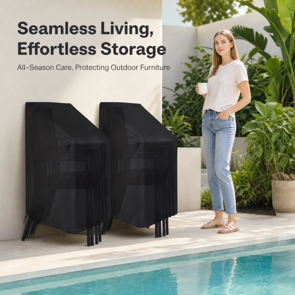 All-Weather Chair Covers, Waterproof Outdoor Stackable Chairs, Patio Dining Set Covers Multiple Sizes
