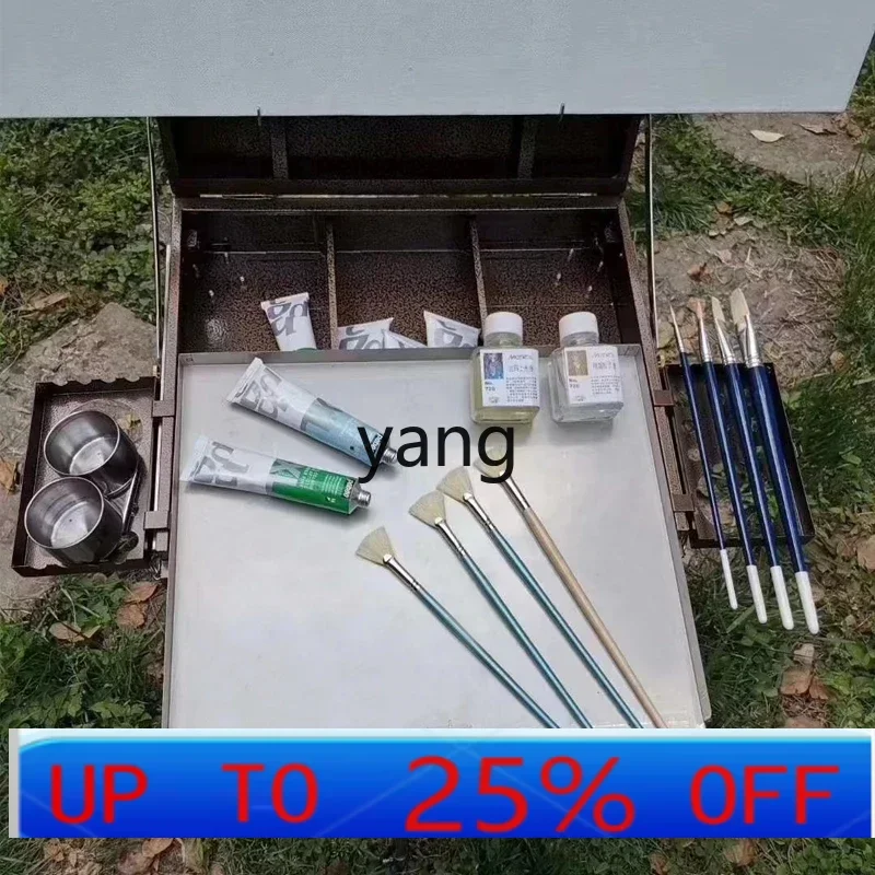 yjQ oil painting box retro aluminum alloy bracket folding sketch watercolor