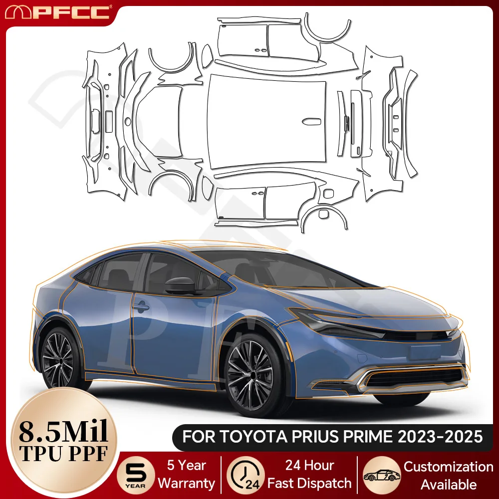 

For Toyota Prius Prime 2023-2025 TPU Paint Protection Film Pre-cut PPF Car Body Clear Bra Anti-Scratch Resistant Invisible Kit