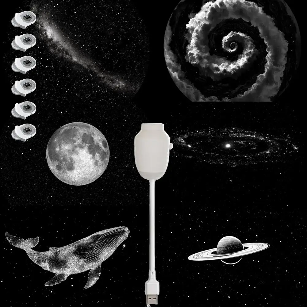 USB Galaxy Star Projector Night Light Romantic LED Starry Sky Lamp  Saturn Galaxy Planet Moon Projection Lamp For Car Roof Room