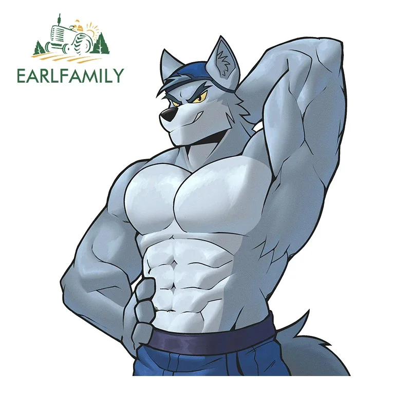 

EARLFAMILY 13cm x 11.5cm for Blue Strong Muscle Dog Car Sticker Air Conditioner Personality Decal Car Goods Creative Decoration