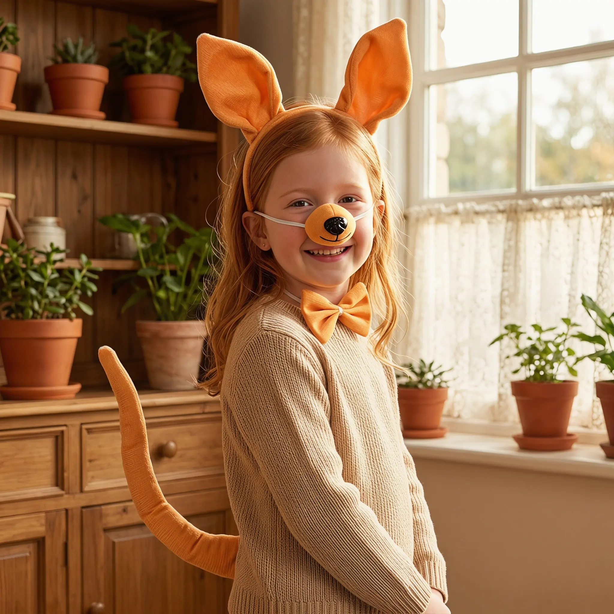 1 juego de diadema con orejas de canguro, accesorio de disfraz adorable para fiestas, con lazo, cola y nariz, ideal para cosplay, disfraces de animales para niñas y niños.