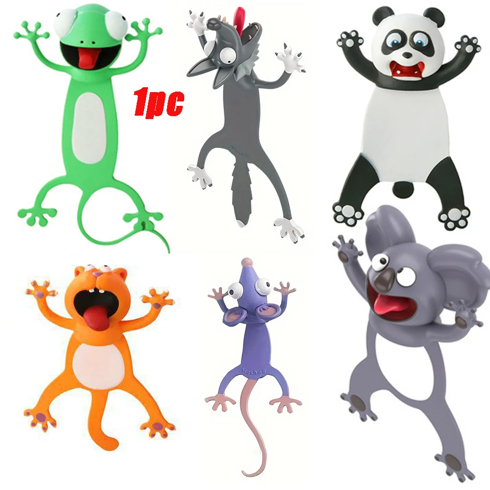 1 Stück 3D Stereoskopisches Niedliches Tier-Lesezeichen Original PVC Kreative Literarische Kreation Lustige Katze Schüler-Schreibwaren Lesehilfe